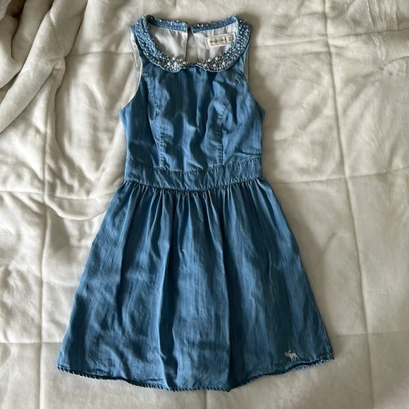 white christmas dresses Beaded Denim Dress – stepbyps main image 0